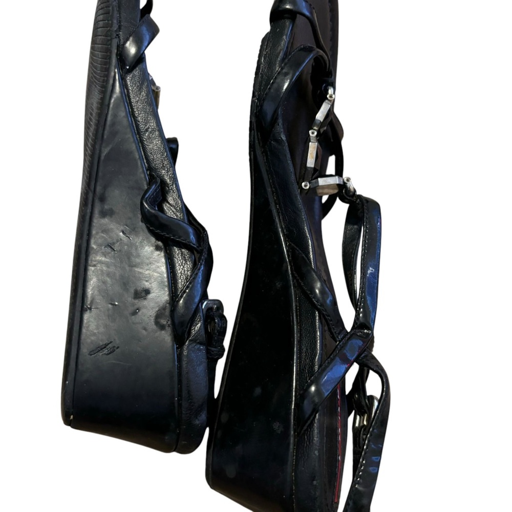 Prada Black Leather Ankle-Strap Platform Sandal - Picture 6 of 10